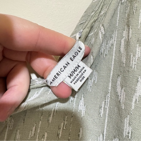 Women's American Eagle Green and Beige Sleeveless Baby Doll Midi Dress Size M - Picture 7 of 15